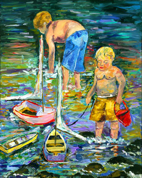Two Boys with Sailboats
