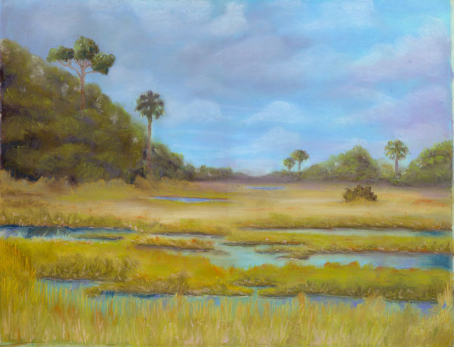 Marsh with Palmettos